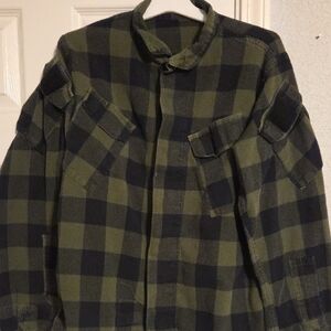 Plaid Green and Black Shirt Jacket